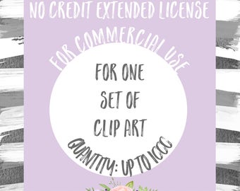 Extended License for Commercial Use of One Clipart Set - Quantity of Up to 1000, Commercial Use of Clip Art Sets