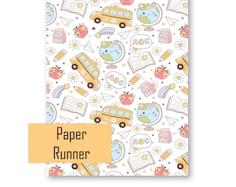 School Themed Paper Table Runner | Back to School Table Runner | Themed Party Decor | Party Tablerunner | Disposable Patterned Table Runner