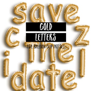 Gold Foil Mylar Balloon Lowercase Letter ClipArt | Gold Letters | Birthday Clipart | Party Clipart | Birthday Graphics Alphabet Clipart