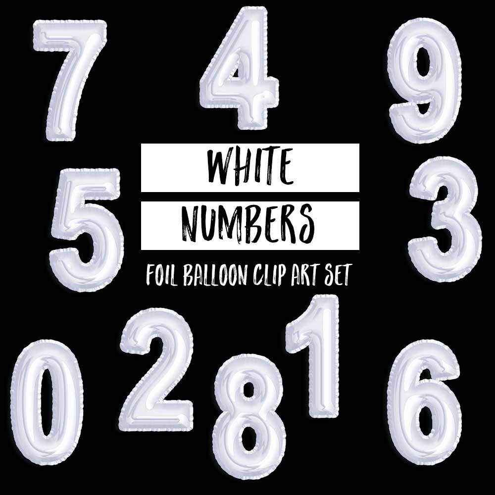 White Foil Mylar Letter/number Balloon Clipart | White Letters | White ...