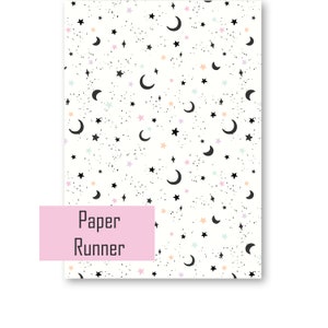 Halloween Decor Paper Table Runner | Purple Halloween Party Decorations | Cute Themed Party | Halloween Tablecloth | Moons and Stars Decor