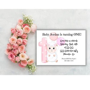 Editable First Birthday Invitation, 1 year baby boy birthday,  Baby's Birthday Card, Instant Download, Editable Template