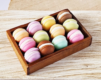 Handgefertigte dekorative Miniatur Macarons Set, Puppenhaus Lebensmittel Zubehör, realistisches Essen, Mini Dessert Puppenhaus Dekoration, Küchendekoration