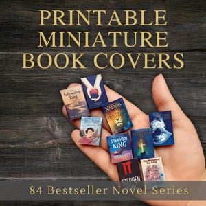 Printable Miniature Book Covers Set : 84 Bestseller Novel Series Dollhouse Library Decor (Digital Download)