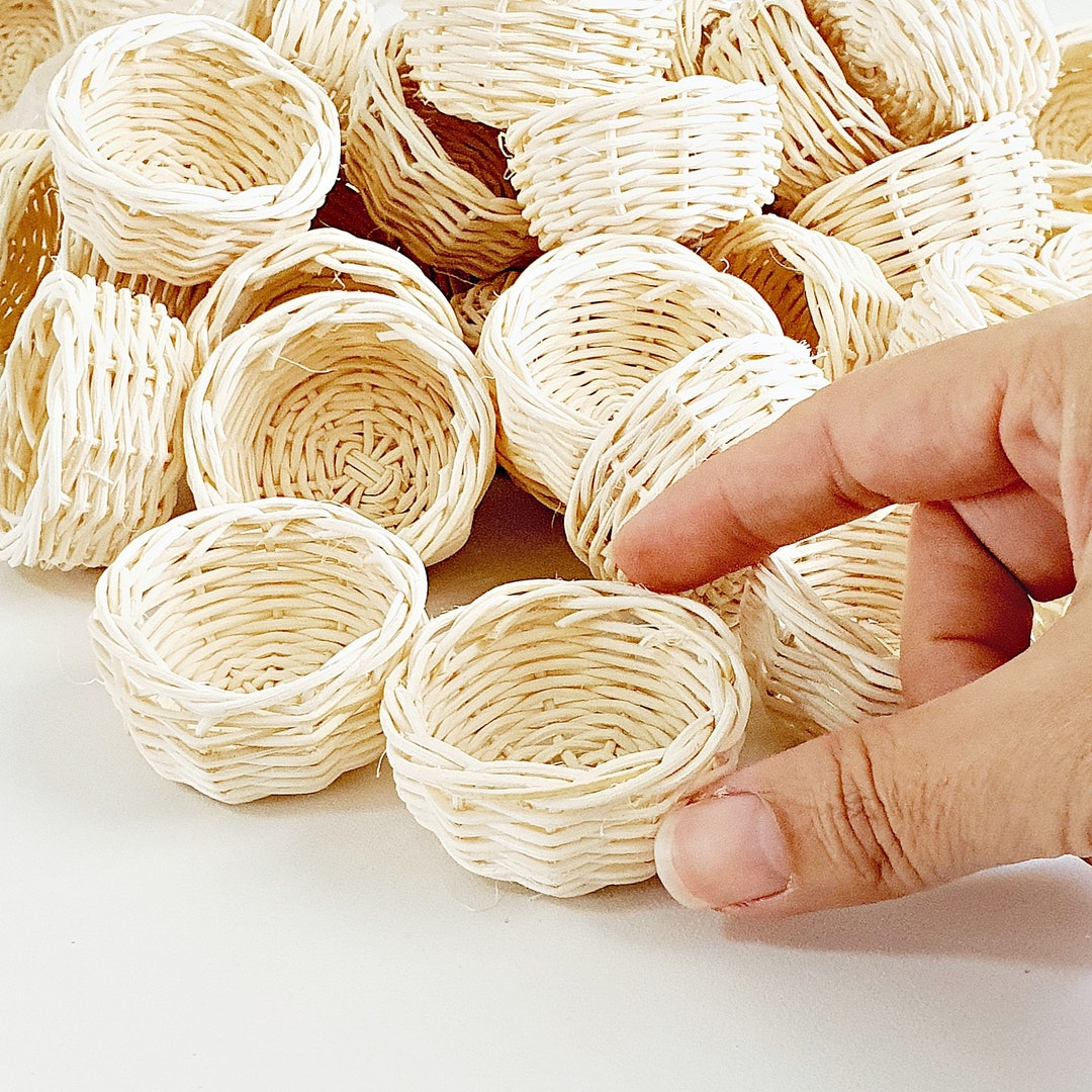 Miniature Wicker Baskets Set, 1:12 Scale Handmade Dollhouse Baskets ...