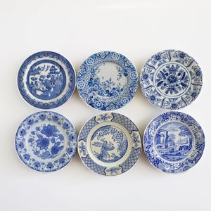 Miniaturowe ceramiczne talerze Blue Willow: dekoracja kuchni do domku dla lalek, zestaw 6 sztuk