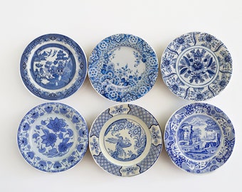 Handmade Miniature Ceramic Plates : Blue Willow Dollhouse Accessories , Kitchen Decor