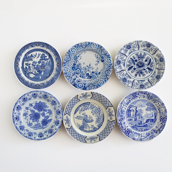 Miniature Blue Willow Ceramic Plates: Dollhouse Kitchen Decor, Set of 6