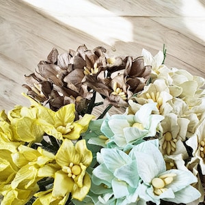 Fiori di carta di gelso fatti a mano – Lotto all'ingrosso per scrapbooking, decorazioni artigianali fai da te / Carta floreale fatta a mano / Carta fiorita