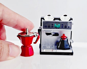 Miniatures Expresso Kaffeemaschine Maschine mit Kanne Tasse Moderne Puppenhaus Möbel Küche Ornamente Dekor 1:12 Geschenk für zu Hause