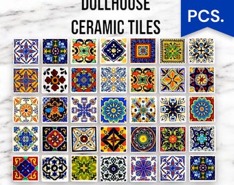 Podłoga do domku dla lalek: Płytki ceramiczne do miniaturowego domku dla lalek (zestaw 33 sztuk)