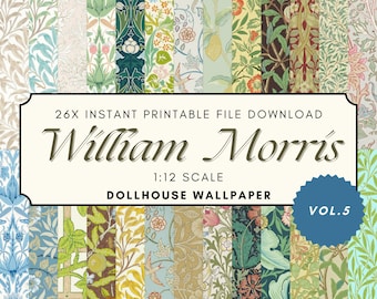 Dollhouse Wallpaper Printables - 26 Style William Morris PDF Digital Download