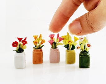 Fairy gardening Miniature, Handmade Tiny Flowers Pot, dollhouse miniature decors, fairygarden, Tinyhouse, tini, miniatur set, gifted, tiny