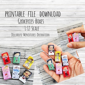 6 Style Miniatures Snack Candy Chocolate POCKY Box Packaging DIY PRINTABLE File Download Digital File ,Digital Prints ,Digital Download
