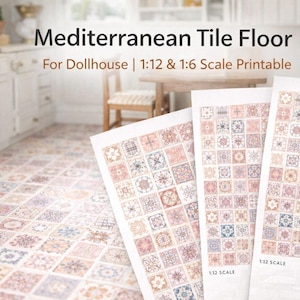 Mediterrane Bodenfliesen für Puppenstube: Druckbare Miniaturen Digital Download