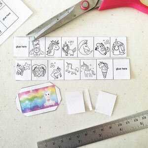 Dollhouse Miniatures Printable Coloring Book Unicorn Rainbow Mini Tiny ...