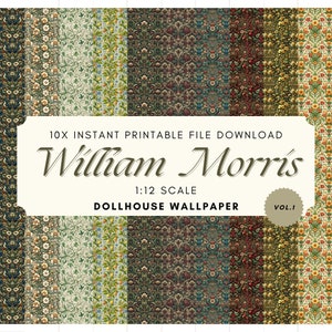 William Morris Dollhouse Wallpaper: 19th Century Victorian Style (Digital Download)