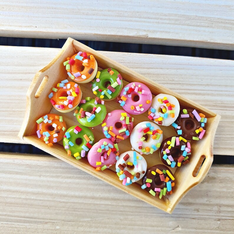 15x Doughnuts Dunkin Donuts Wooden Wood Tray Dollhouse Etsy