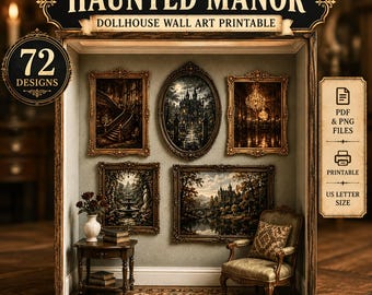 Haunted Manor Halloween Wall Art Printable : Dollhouse Wall Decor (Digital Download)