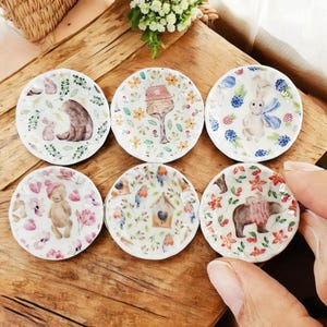 Miniature Ceramic Plates: Fairy Tale Dollhouse Dishes, Set of 6