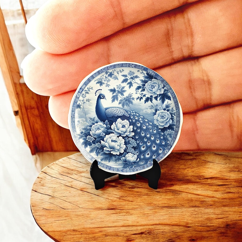 Blue & White Mini Ceramic Plates for 1:12 Scale Dollhouse Tableware