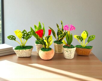 Miniatyrblomkrukor till dockhus: Småblommor, älvor, trädgårdsdekorationer, små julklappar
