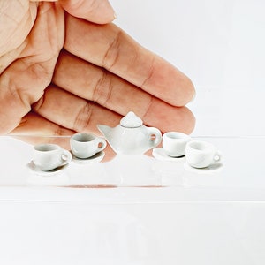 Handmade Dollhouse Miniatures: Ceramic Coffee Tea Cup Set