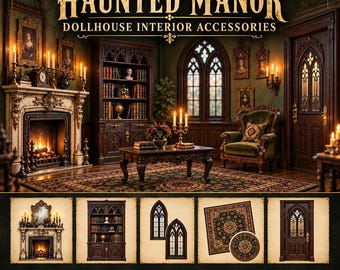 Printable Dollhouse Furniture Accessories : Gothic Miniature Room Decor (PDF Download)