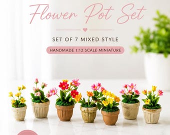 Miniatuur bloemenpot - Botanisch poppenhuisdecor Accessoires sprookjestuin (set van 7)