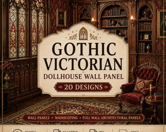 Gothic Victorian Dollhouse Wallpaper Printable  : Miniature Halloween Wall Decor (Digital Download)