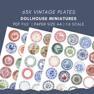 63 Style Vintage Dollhouse Printable Decorative Plates , Miniatures ...