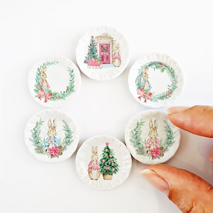 Piatti decorativi in miniatura a forma di coniglietto pasquale – Set di piatti in ceramica per casa delle bambole in scala 1:12, piatti in ceramica per casa delle bambole a forma di coniglietto, teller ostern