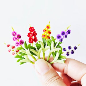 Decorative Miniature Handmade Orchid Flowers – 1:12 Scale Dollhouse Fairies Garden Decor | Tiny House Garden Plants ,Set of 6 Colors