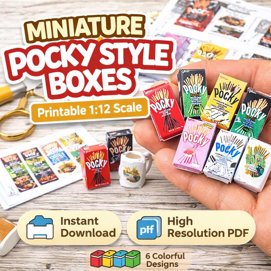 pocky1126ページ Miniatur Pocky Style Boxen zum Ausdrucken: Puppenhaus Snack