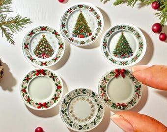 Set De 24 Miniatures Nourriture Noël échelle 1/12 - Père Noël, Sapin, Gâteaux, Vaisselle - Pour Maison De Poupée, Décoration, Jeu Créatif - 12