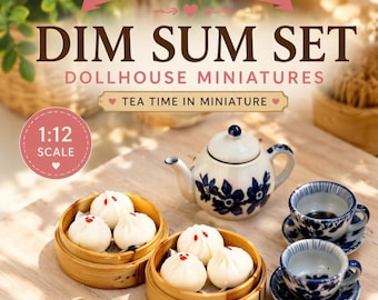 Miniature Food Dim Sum Tea Set – Dollhouse Accessories Kitchen Decor