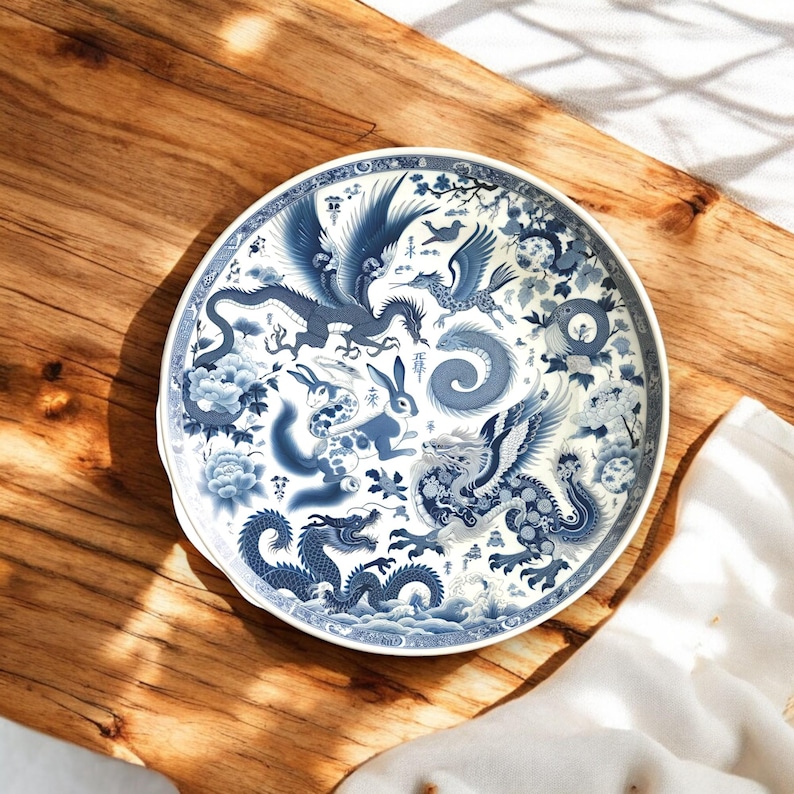 Vintage Style Chinoiserie Miniature Plates for DIY Tiny House Kitchen