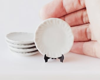Miniature Ceramic Plates : Dollhouse Accessories Kitchen Decor (35mm)