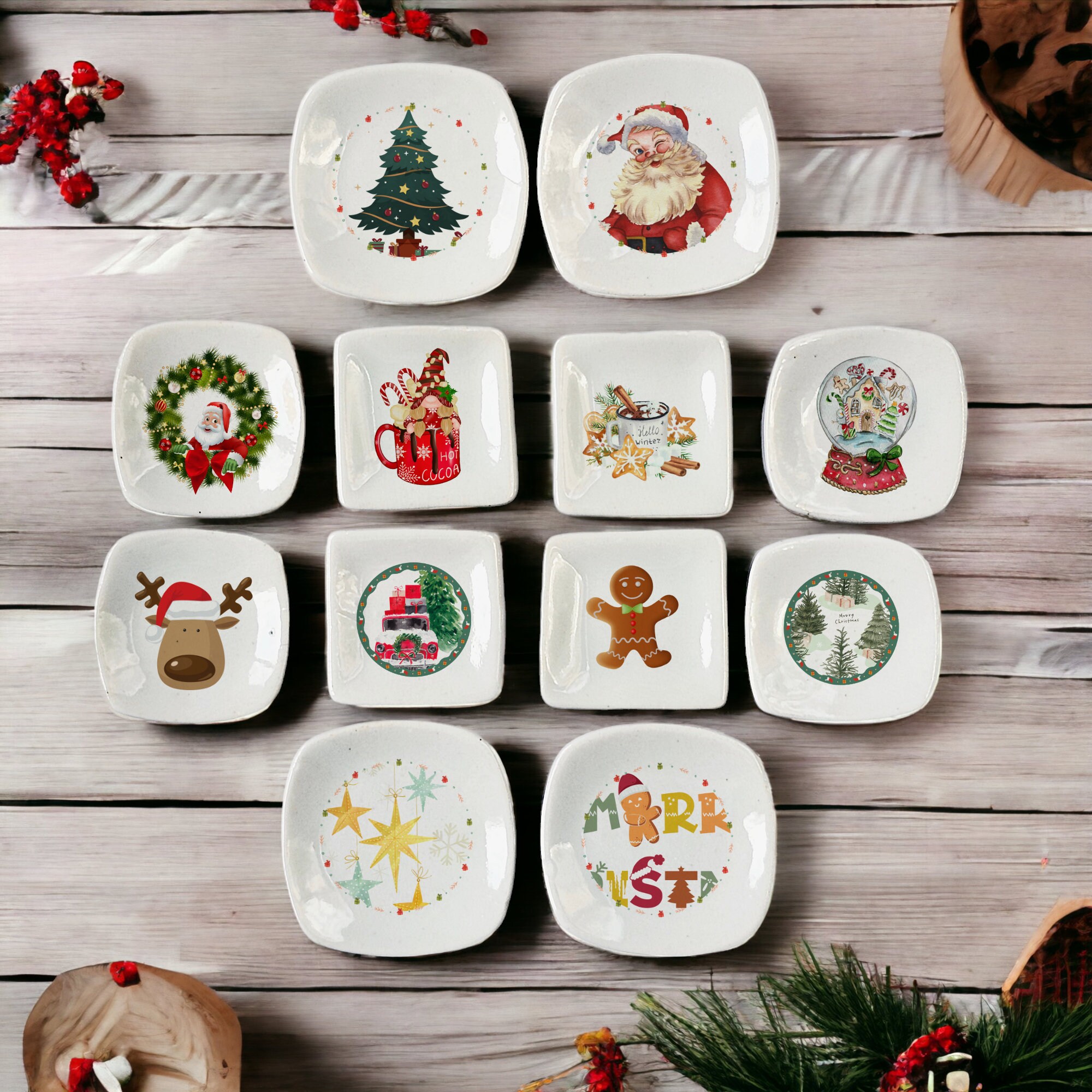 Dollhouse Miniatures Ceramic Christmas Dishes Plates tiny House kitchen Decor tiny Christmas Gift tini Tinyhouse miniatur Set 12pcs Etsy