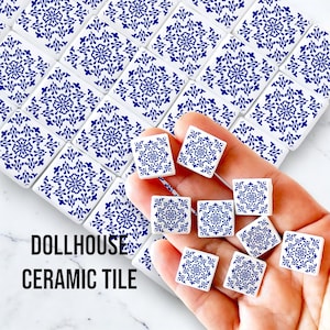 Miniature Moroccan Ceramic Tiles: Dollhouse Flooring Decor