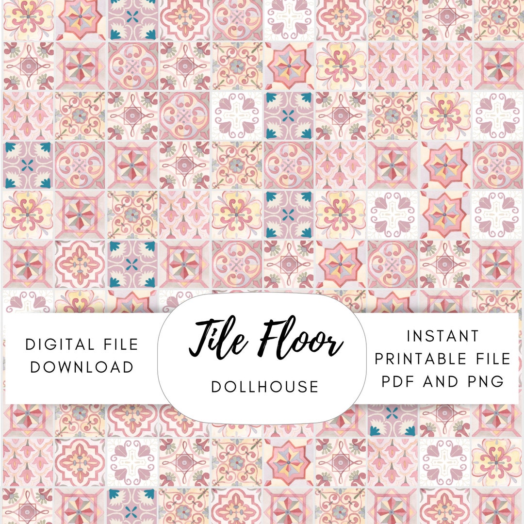 Dollhouse Flooring Tiles, Tiles Wallpaper, Printable A4 Sheets, Digital ...