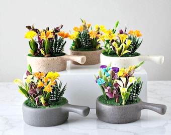 Miniatuurbloempot – Poppenhuis met kleine bloemen en sprookjestuin