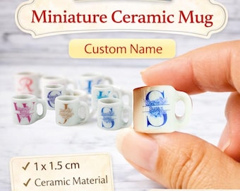 Gepersonaliseerde miniatuur keramische mok aangepaste naam 1:12 poppenhuis keukendecor