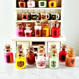 Miniature Halloween Potion Bottles | 1:12 Scale Magic Props with Labels for Dollhouse Halloween Decorating, Spooky Witch Shelf Display