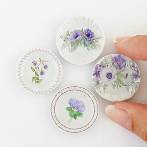 Dekorative Miniaturen Keramikteller - Lavender Botanic Floral, Puppenhaus Dekoration, Küchenaccessoires, Bestseller, Geschenke, Beschenkte