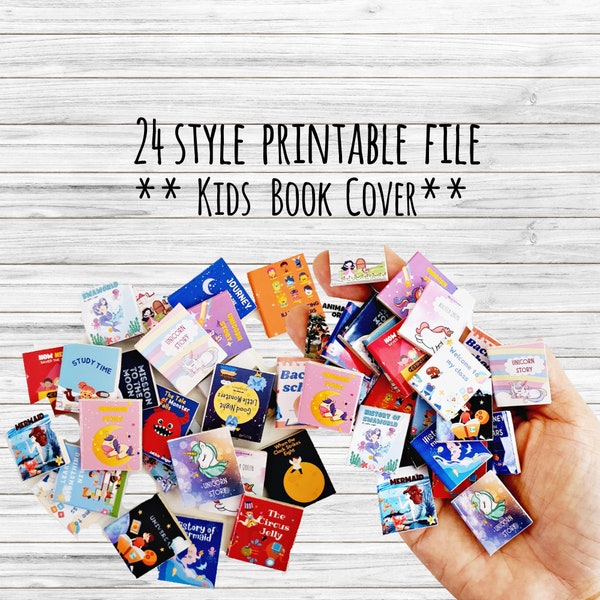 24 Printable Miniature Children Book Covers Set | 1:12 | Novel covers | Printable Sheet | Dollhouse | Digital download | PDF