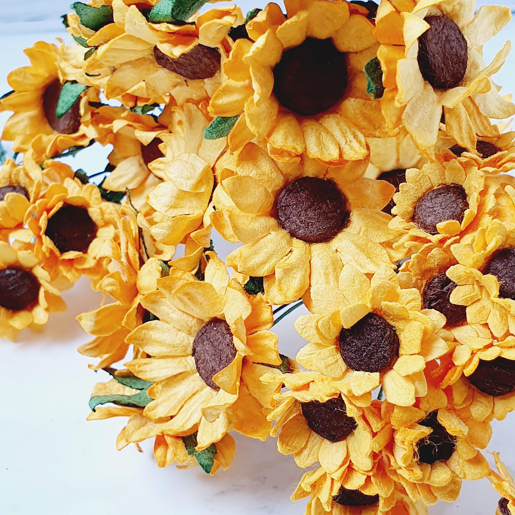 100 Stück Maulbeer-Papier Sonnenblumen-Blütenblätter – 40x40 Mm, Handgefertigt, Für Scrapbooking & Basteln