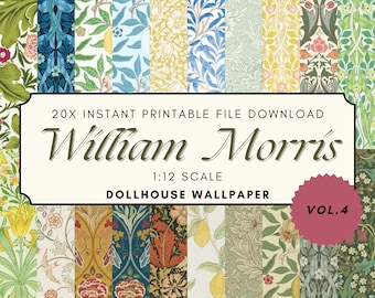 Dollhouse Wallpaper- William Morris Victorian Miniatures, 1:12 Scale (Digital Download)