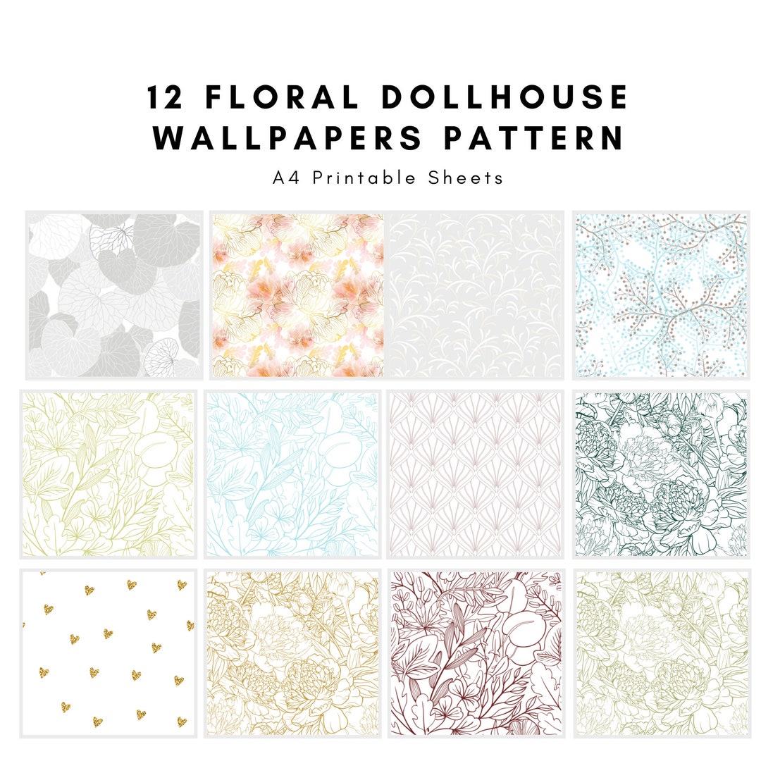 Wall Decor Wallpaper Flowers Floral Patterns Instant Download - Etsy