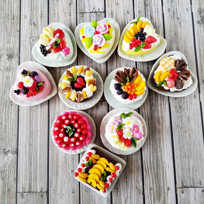 5x Mix Loose Slice Cut Fruit Cake Dollhouse Miniatures Food Bakery Barbie Supply